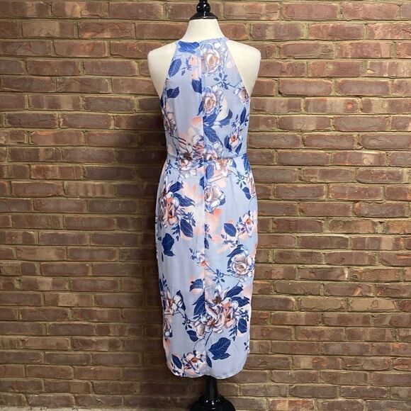 LeShop Blue Floral Halter Tulip Dress Size Large NWT - Picture 5 of 8